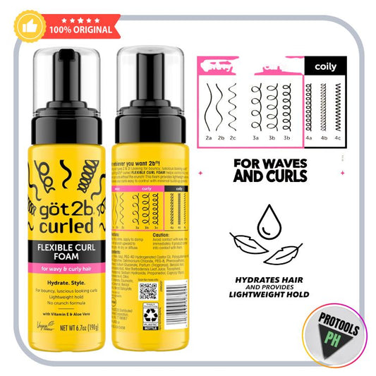 Got2b Curled Flexible Curl Foam, 6.7oz, for type 2-3 curls, wavy & curly hair